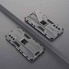 Coque Contour Silicone et Plastique Housse Etui Mat avec Aimant Magnetique Support T01 pour OnePlus Nord N200 5G Gris
