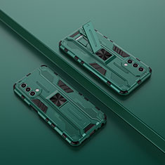 Coque Contour Silicone et Plastique Housse Etui Mat avec Aimant Magnetique Support T01 pour OnePlus Nord N200 5G Vert