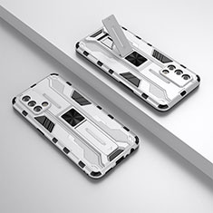 Coque Contour Silicone et Plastique Housse Etui Mat avec Aimant Magnetique Support T01 pour Oppo A74 4G Blanc