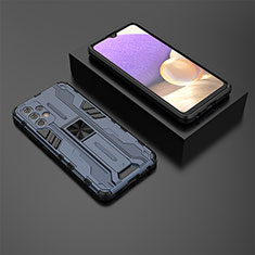 Coque Contour Silicone et Plastique Housse Etui Mat avec Aimant Magnetique Support T01 pour Samsung Galaxy M32 5G Bleu