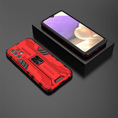 Coque Contour Silicone et Plastique Housse Etui Mat avec Aimant Magnetique Support T01 pour Samsung Galaxy M32 5G Rouge