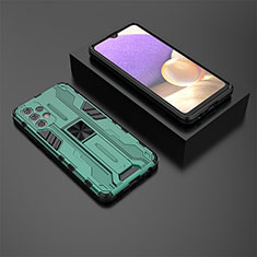 Coque Contour Silicone et Plastique Housse Etui Mat avec Aimant Magnetique Support T01 pour Samsung Galaxy M32 5G Vert