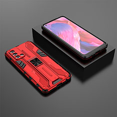 Coque Contour Silicone et Plastique Housse Etui Mat avec Aimant Magnetique Support T02 pour Oppo A74 4G Rouge