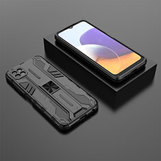 Coque Contour Silicone et Plastique Housse Etui Mat avec Aimant Magnetique Support T02 pour Samsung Galaxy F42 5G Noir