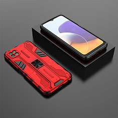 Coque Contour Silicone et Plastique Housse Etui Mat avec Aimant Magnetique Support T02 pour Samsung Galaxy F42 5G Rouge