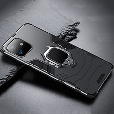 Coque Contour Silicone et Plastique Housse Etui Mat avec Magnetique Support A01 pour Apple iPhone 11 Noir
