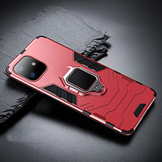 Coque Contour Silicone et Plastique Housse Etui Mat avec Magnetique Support A01 pour Apple iPhone 11 Rouge