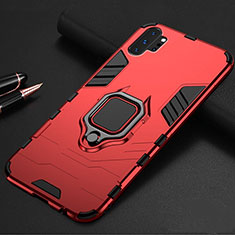 Coque Contour Silicone et Plastique Housse Etui Mat avec Magnetique Support A01 pour Samsung Galaxy Note 10 Plus 5G Rouge
