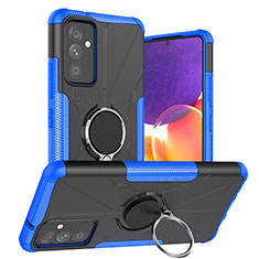 Coque Contour Silicone et Plastique Housse Etui Mat avec Magnetique Support Bague Anneau J01X pour Samsung Galaxy A05s Bleu
