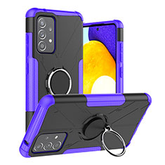 Coque Contour Silicone et Plastique Housse Etui Mat avec Magnetique Support Bague Anneau J01X pour Samsung Galaxy A52 4G Violet