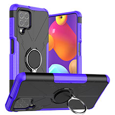 Coque Contour Silicone et Plastique Housse Etui Mat avec Magnetique Support Bague Anneau J01X pour Samsung Galaxy F62 5G Violet