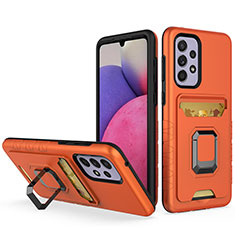 Coque Contour Silicone et Plastique Housse Etui Mat avec Magnetique Support Bague Anneau J03S pour Samsung Galaxy A33 5G Orange
