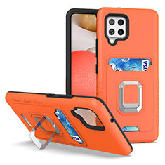 Coque Contour Silicone et Plastique Housse Etui Mat avec Magnetique Support Bague Anneau J03S pour Samsung Galaxy A42 5G Orange