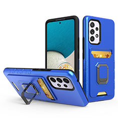 Coque Contour Silicone et Plastique Housse Etui Mat avec Magnetique Support Bague Anneau J03S pour Samsung Galaxy A53 5G Bleu