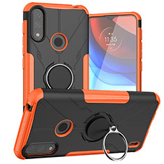 Coque Contour Silicone et Plastique Housse Etui Mat avec Magnetique Support Bague Anneau JX1 pour Motorola Moto E7 Power Orange
