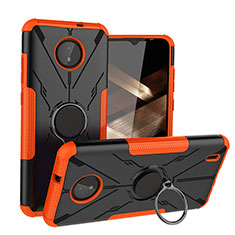 Coque Contour Silicone et Plastique Housse Etui Mat avec Magnetique Support Bague Anneau JX1 pour Nokia C10 Orange