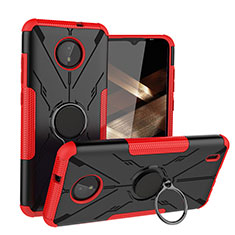 Coque Contour Silicone et Plastique Housse Etui Mat avec Magnetique Support Bague Anneau JX1 pour Nokia C10 Rouge