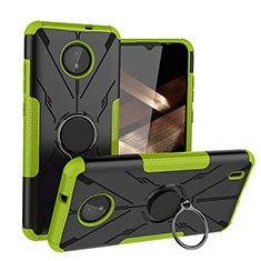 Coque Contour Silicone et Plastique Housse Etui Mat avec Magnetique Support Bague Anneau JX1 pour Nokia C10 Vert