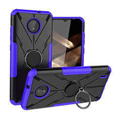 Coque Contour Silicone et Plastique Housse Etui Mat avec Magnetique Support Bague Anneau JX1 pour Nokia C10 Violet