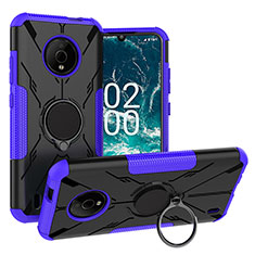 Coque Contour Silicone et Plastique Housse Etui Mat avec Magnetique Support Bague Anneau JX1 pour Nokia C200 Violet