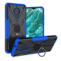Coque Contour Silicone et Plastique Housse Etui Mat avec Magnetique Support Bague Anneau JX1 pour Nokia C30 Bleu