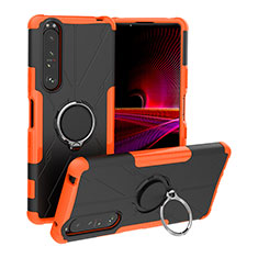 Coque Contour Silicone et Plastique Housse Etui Mat avec Magnetique Support Bague Anneau JX1 pour Sony Xperia 1 III Orange