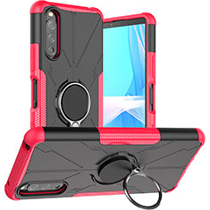 Coque Contour Silicone et Plastique Housse Etui Mat avec Magnetique Support Bague Anneau JX1 pour Sony Xperia 10 III Lite Rose Rouge