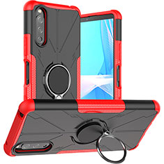 Coque Contour Silicone et Plastique Housse Etui Mat avec Magnetique Support Bague Anneau JX1 pour Sony Xperia 10 III Lite Rouge