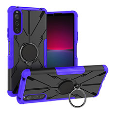 Coque Contour Silicone et Plastique Housse Etui Mat avec Magnetique Support Bague Anneau JX1 pour Sony Xperia 10 V Violet