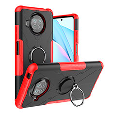 Coque Contour Silicone et Plastique Housse Etui Mat avec Magnetique Support Bague Anneau JX1 pour Xiaomi Mi 10i 5G Rouge