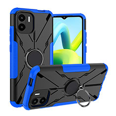 Coque Contour Silicone et Plastique Housse Etui Mat avec Magnetique Support Bague Anneau JX1 pour Xiaomi Poco C50 Bleu