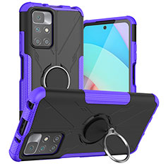 Coque Contour Silicone et Plastique Housse Etui Mat avec Magnetique Support Bague Anneau JX1 pour Xiaomi Redmi 10 (2022) Violet