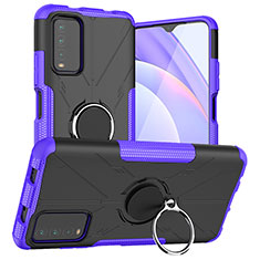 Coque Contour Silicone et Plastique Housse Etui Mat avec Magnetique Support Bague Anneau JX1 pour Xiaomi Redmi 9T 4G Violet