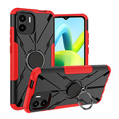 Coque Contour Silicone et Plastique Housse Etui Mat avec Magnetique Support Bague Anneau JX1 pour Xiaomi Redmi A1 Rouge