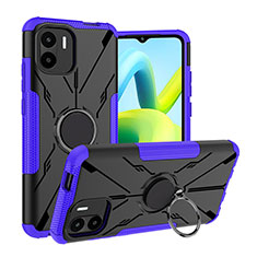 Coque Contour Silicone et Plastique Housse Etui Mat avec Magnetique Support Bague Anneau JX1 pour Xiaomi Redmi A2 Violet