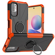 Coque Contour Silicone et Plastique Housse Etui Mat avec Magnetique Support Bague Anneau JX1 pour Xiaomi Redmi Note 10 5G Orange