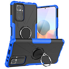 Coque Contour Silicone et Plastique Housse Etui Mat avec Magnetique Support Bague Anneau JX1 pour Xiaomi Redmi Note 10 Pro 4G Bleu