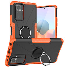Coque Contour Silicone et Plastique Housse Etui Mat avec Magnetique Support Bague Anneau JX1 pour Xiaomi Redmi Note 10 Pro 4G Orange