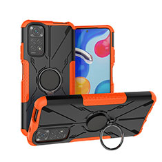 Coque Contour Silicone et Plastique Housse Etui Mat avec Magnetique Support Bague Anneau JX1 pour Xiaomi Redmi Note 11 4G (2022) Orange