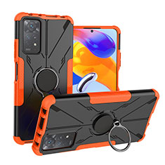 Coque Contour Silicone et Plastique Housse Etui Mat avec Magnetique Support Bague Anneau JX1 pour Xiaomi Redmi Note 11 Pro 4G Orange