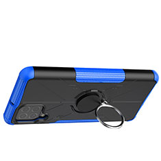 Coque Contour Silicone et Plastique Housse Etui Mat avec Magnetique Support Bague Anneau JX2 pour Samsung Galaxy F62 5G Bleu