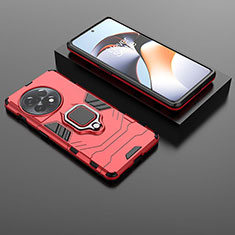 Coque Contour Silicone et Plastique Housse Etui Mat avec Magnetique Support Bague Anneau KC1 pour OnePlus 11R 5G Rouge