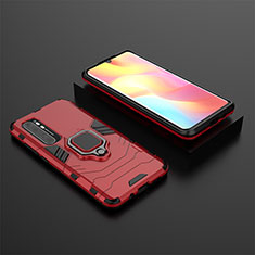 Coque Contour Silicone et Plastique Housse Etui Mat avec Magnetique Support Bague Anneau KC1 pour Xiaomi Mi Note 10 Lite Rouge