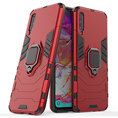 Coque Contour Silicone et Plastique Housse Etui Mat avec Magnetique Support Bague Anneau KC2 pour Samsung Galaxy A70S Rouge