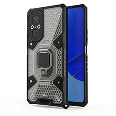 Coque Contour Silicone et Plastique Housse Etui Mat avec Magnetique Support Bague Anneau KC4 pour Huawei Honor 50 SE 5G Noir