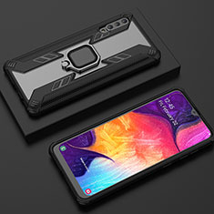 Coque Contour Silicone et Plastique Housse Etui Mat avec Magnetique Support Bague Anneau KC6 pour Samsung Galaxy A30S Noir
