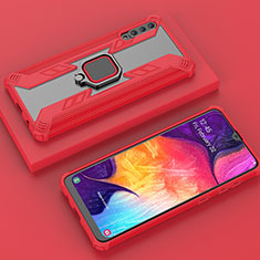 Coque Contour Silicone et Plastique Housse Etui Mat avec Magnetique Support Bague Anneau KC6 pour Samsung Galaxy A50 Rouge