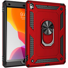 Coque Contour Silicone et Plastique Housse Etui Mat avec Magnetique Support Bague Anneau MQ1 pour Apple iPad 10.2 (2020) Rouge