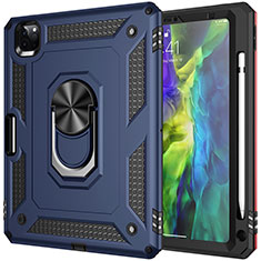 Coque Contour Silicone et Plastique Housse Etui Mat avec Magnetique Support Bague Anneau MQ1 pour Apple iPad Pro 11 (2020) Bleu