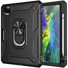 Coque Contour Silicone et Plastique Housse Etui Mat avec Magnetique Support Bague Anneau MQ1 pour Apple iPad Pro 11 (2020) Noir